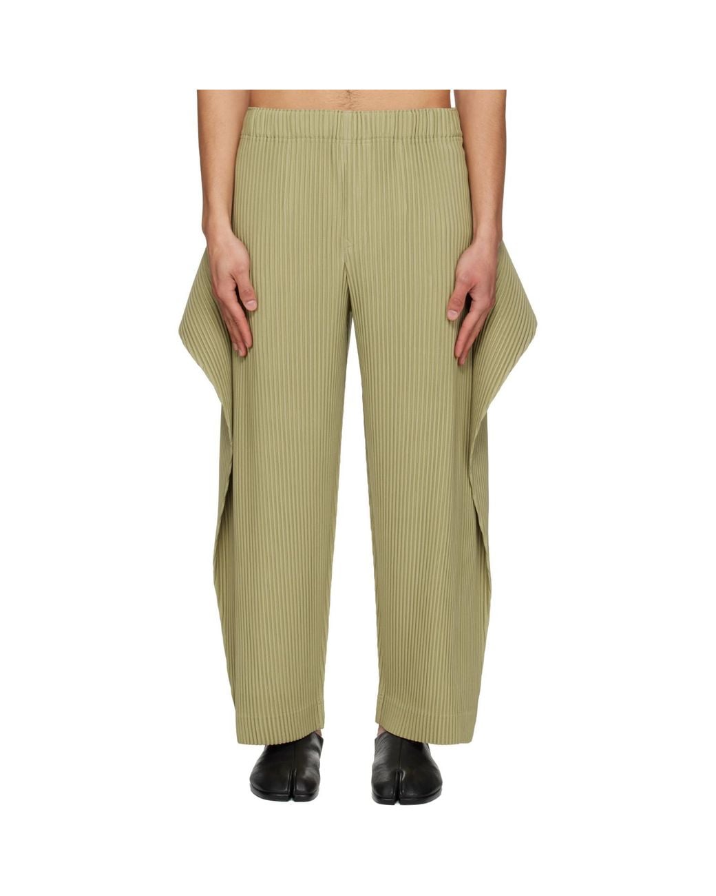 Homme Plissé Issey Miyake Green Cover And Fold Trousers for men