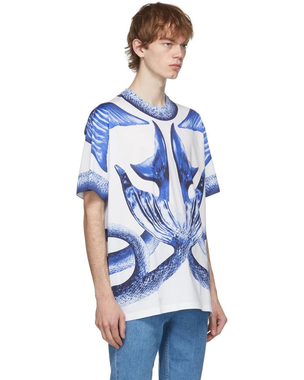 Burberry Oversized Mermaid Tail Print T-shirt in White for Men | Lyst