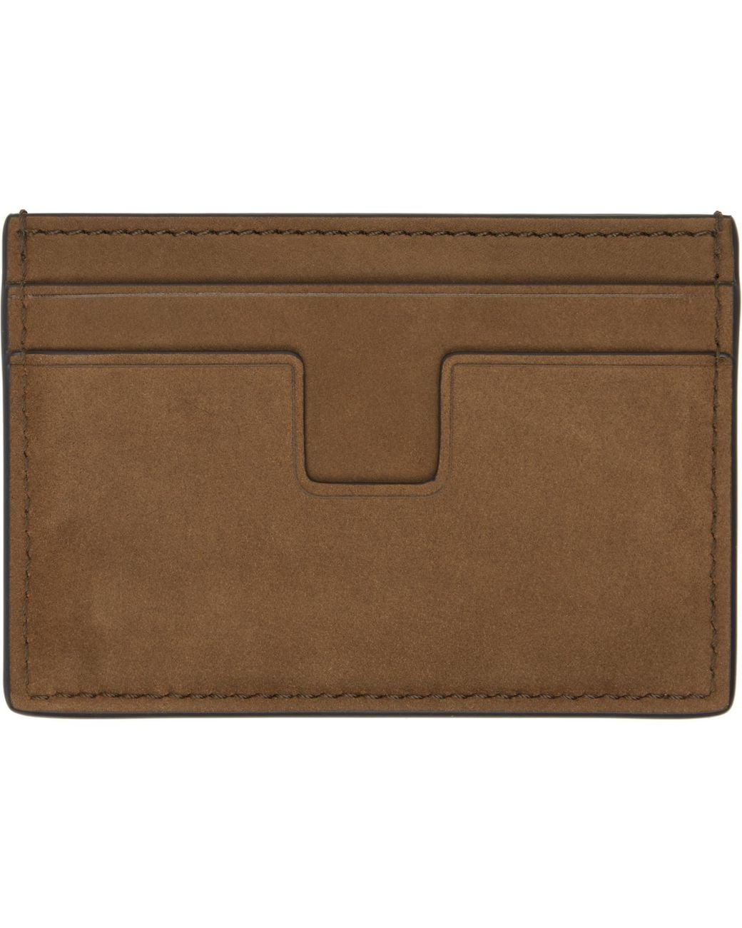 Tom Ford Black Nubuck 'T Line' Classic Card Holder for men