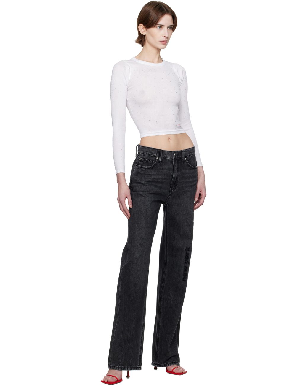 Alexander Wang ☆Crystal Hotfix 長袖 クルーネックTシャツ alexanderwang アレキサンダーワング クリスタル