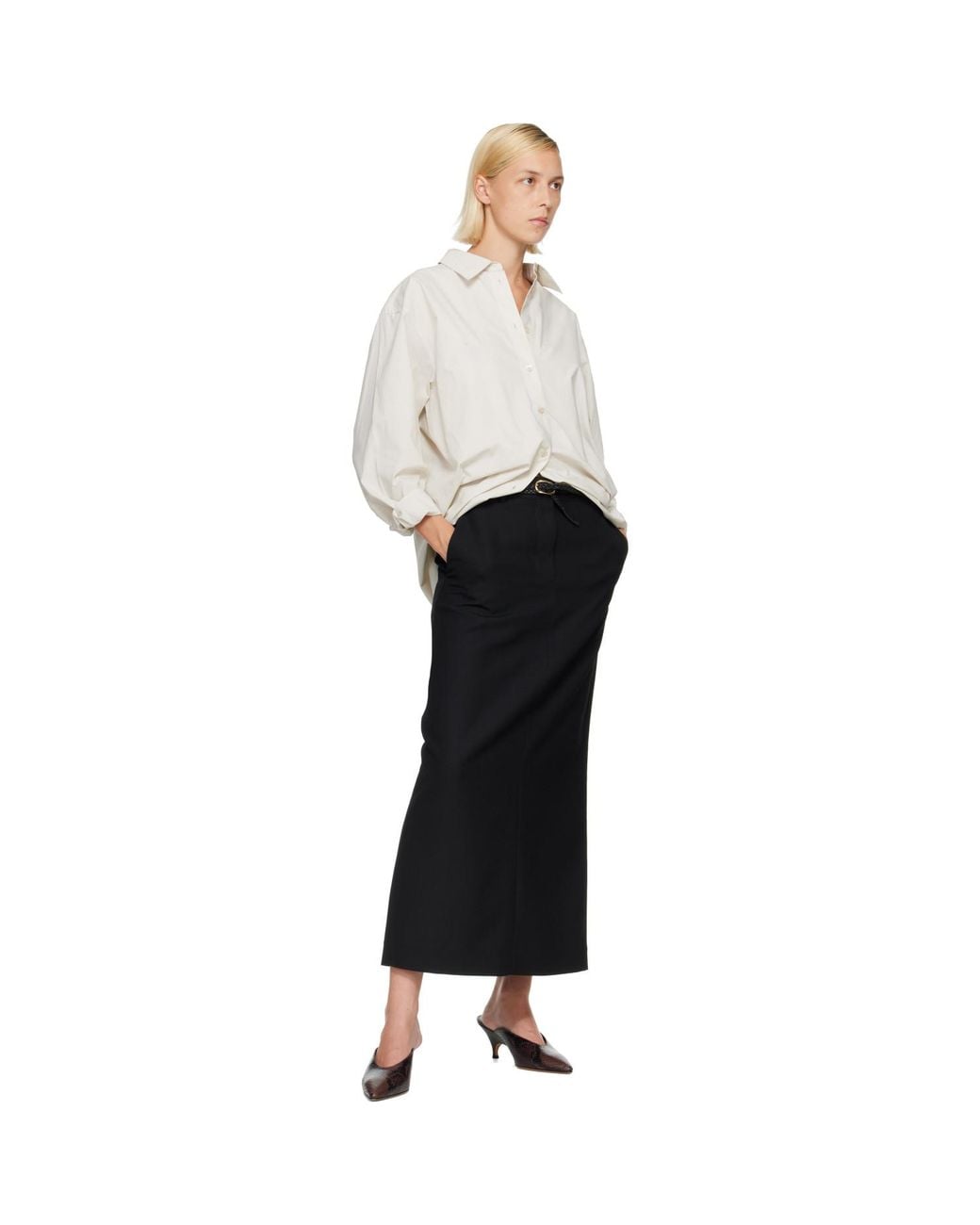 Anine Bing Black Small Double Signature Link Braided Belt