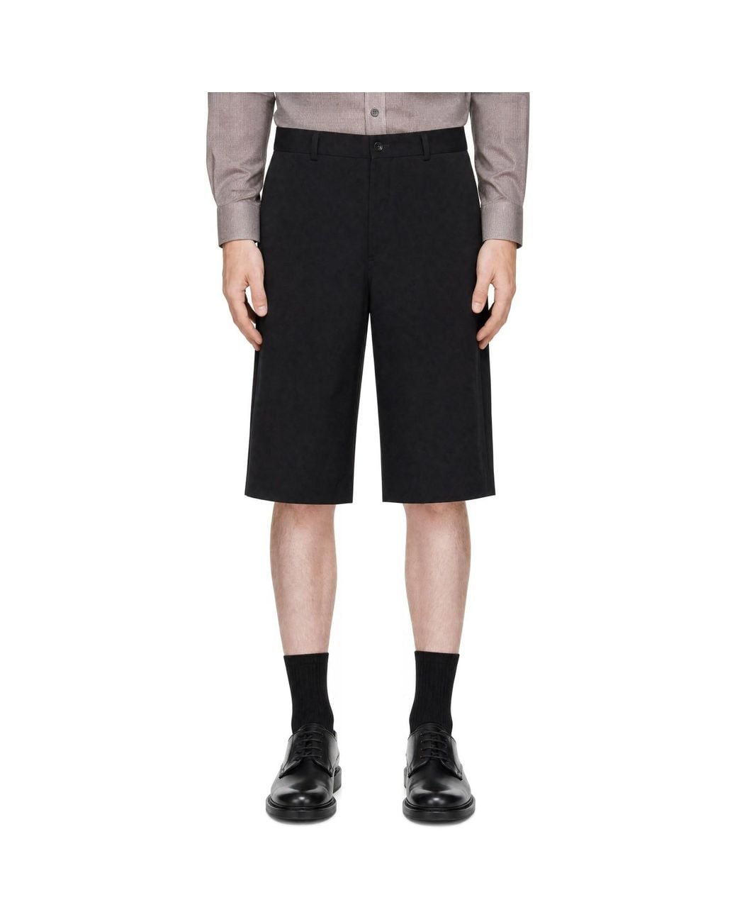 Comme des Garçons Black Wool Gabardine Shorts for men