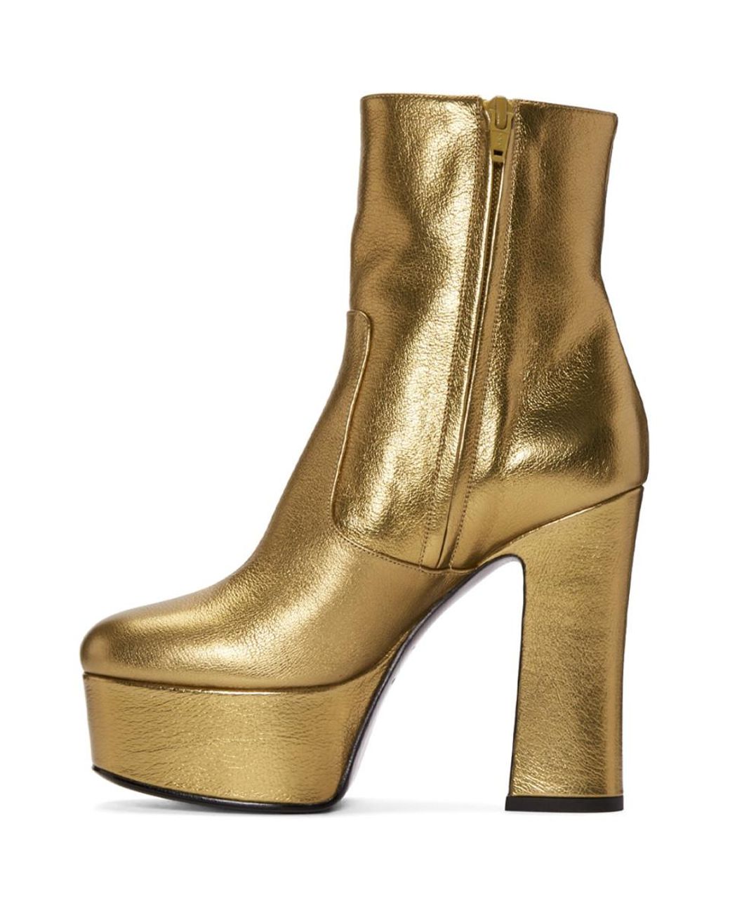 Saint Laurent Gold Platform Candy Boots | Lyst