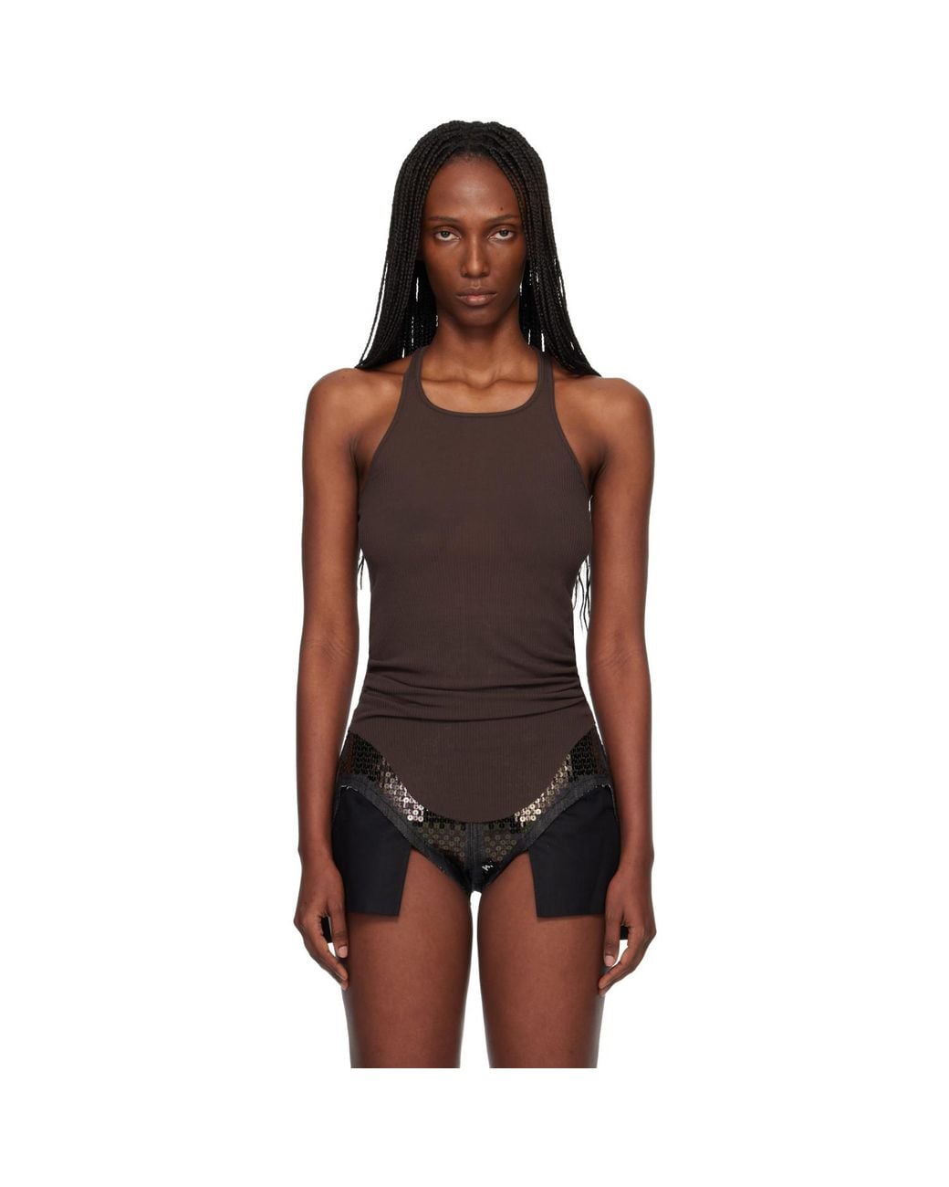 Rick Owens Black Temple Basic Rib Tank Top