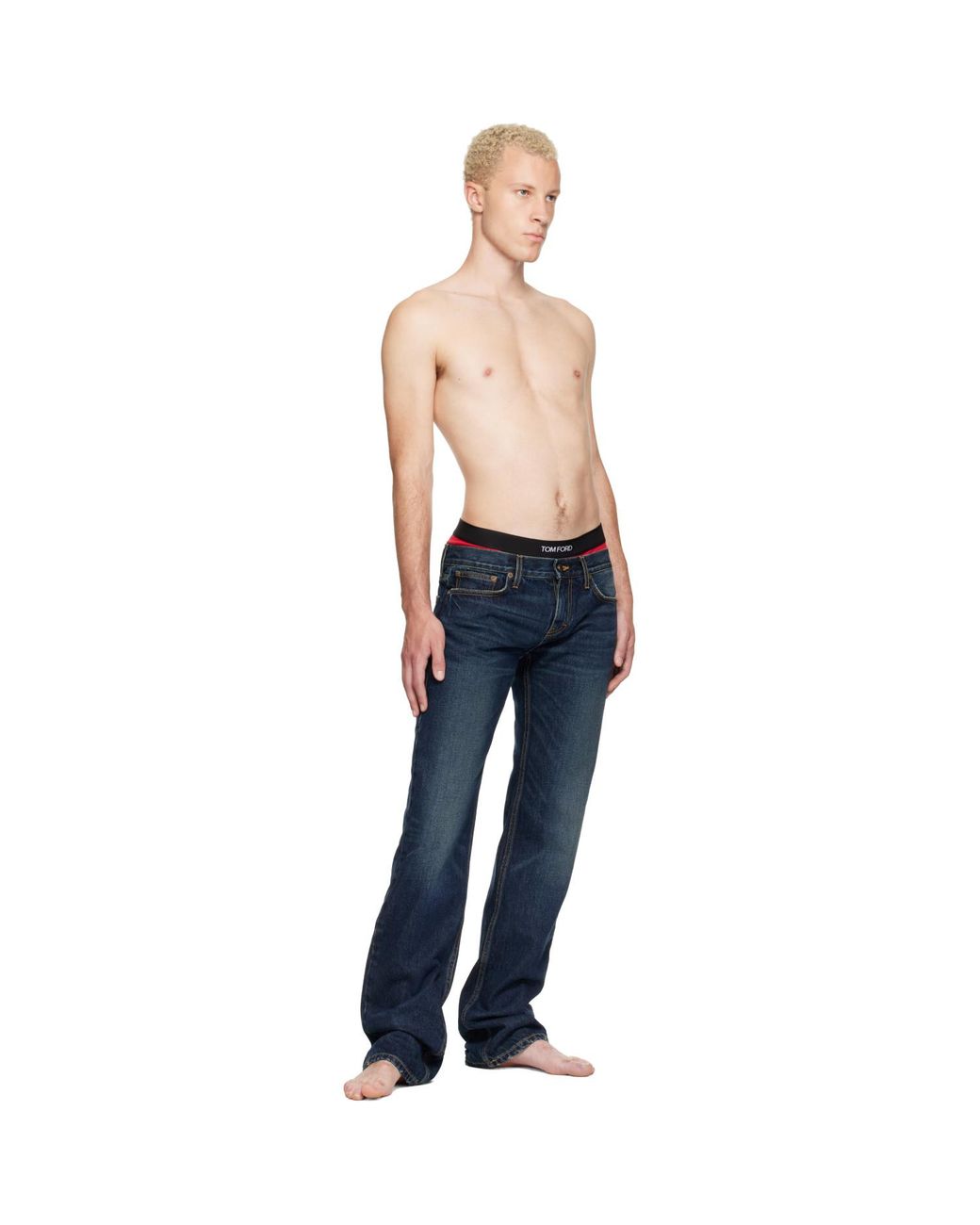 Raimundo Langlois Blue Slim Straight Jeans for men