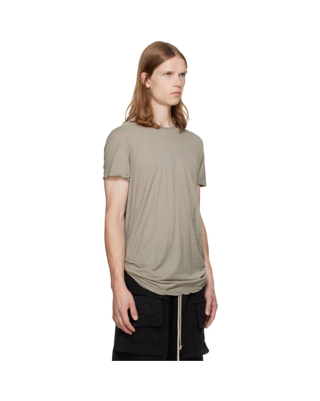 Rick Owens Gray Khaki Tower Level T-Shirt for men