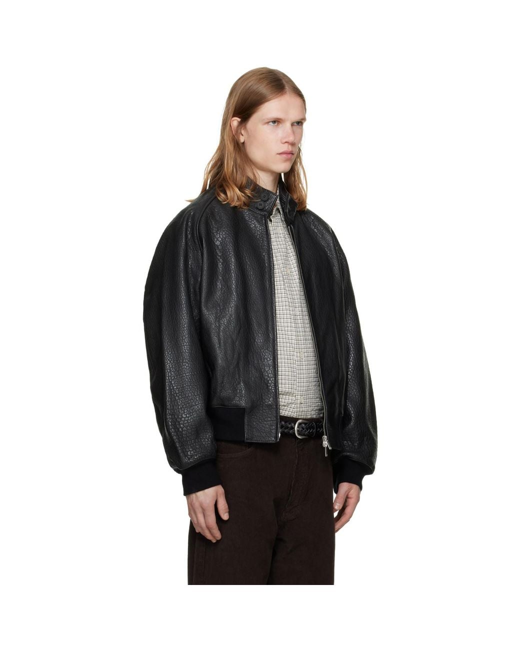 Studio Nicholson Black Over Leather Jacket for men