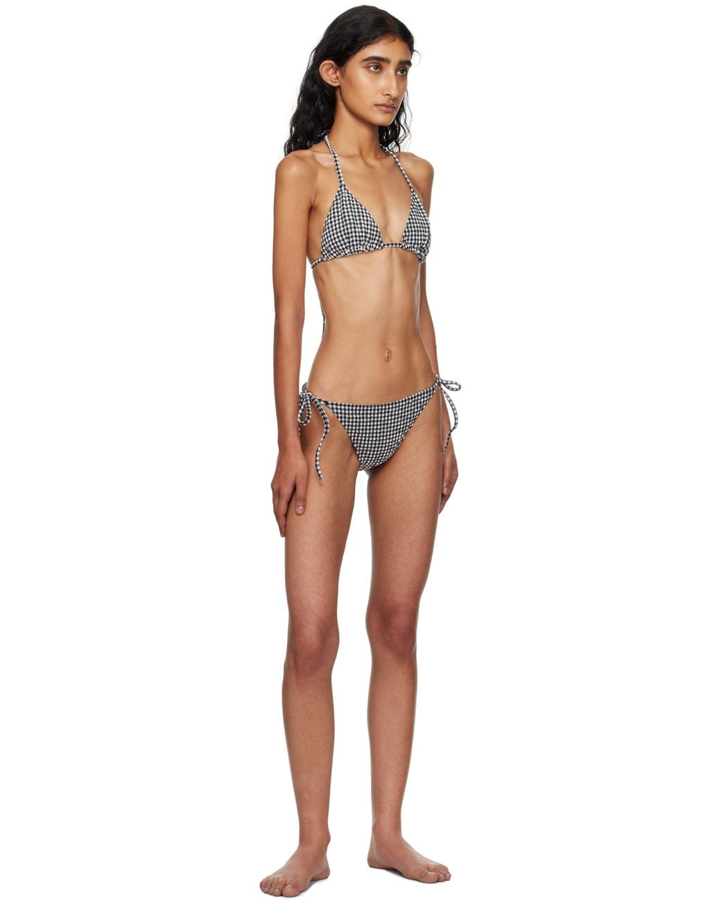 Hunza G Black Gingham Seersucker Sabrina Bikini