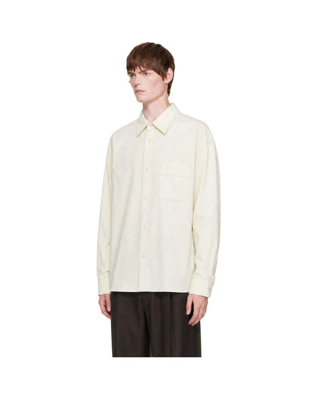 Lemaire White Relaxed Workwear Shirt for men