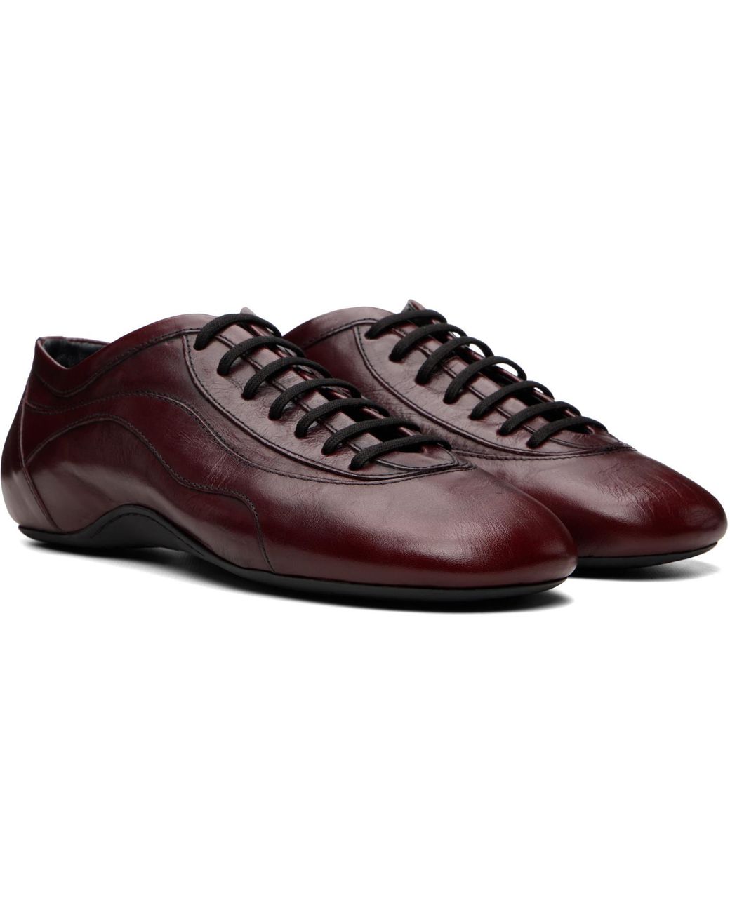Dries Van Noten Brown Burgundy Leather Ballerina Sneakers for men