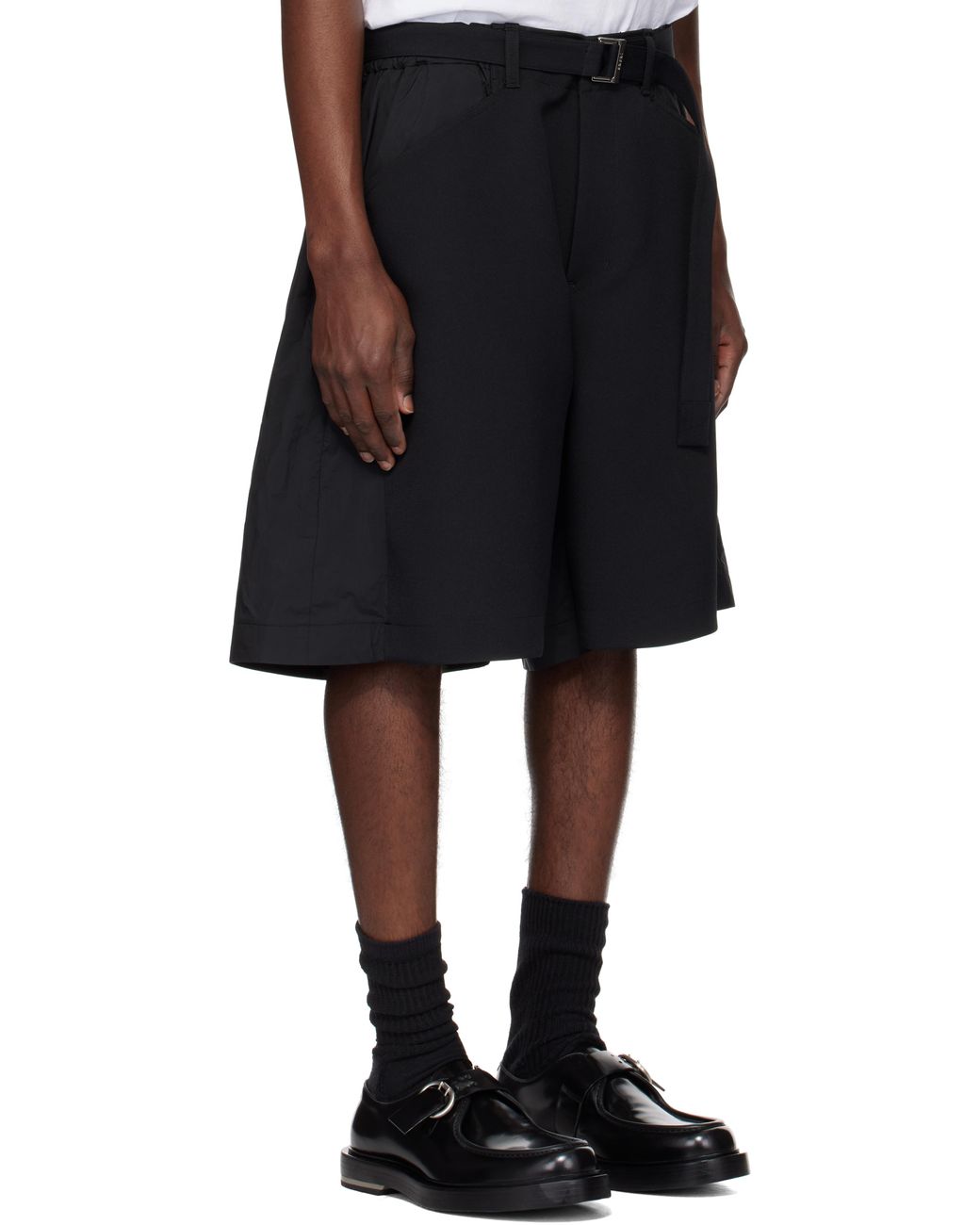 メンズ Sacai ブラック Matelasse Twill Mix ショートパンツ