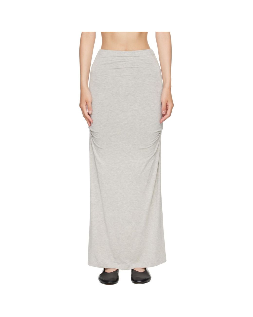 Totême Gray Draped Jersey Maxi Skirt