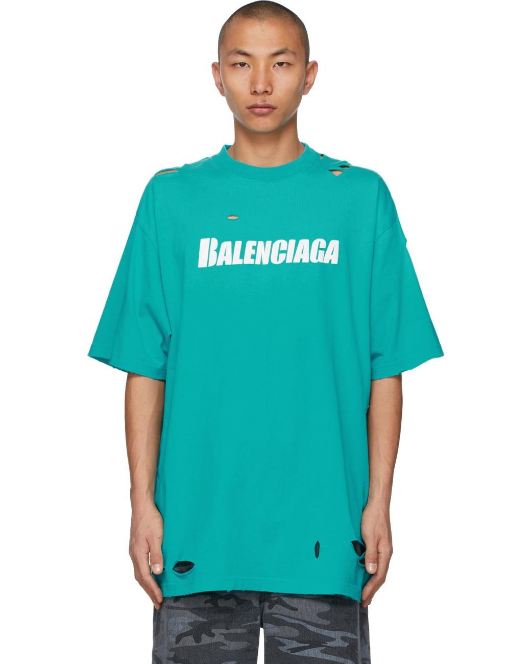 Balenciaga Logo Tshirt Blue Back logo  Chalk White Mens Fashion Tops   Sets Tshirts  Polo Shirts on Carousell