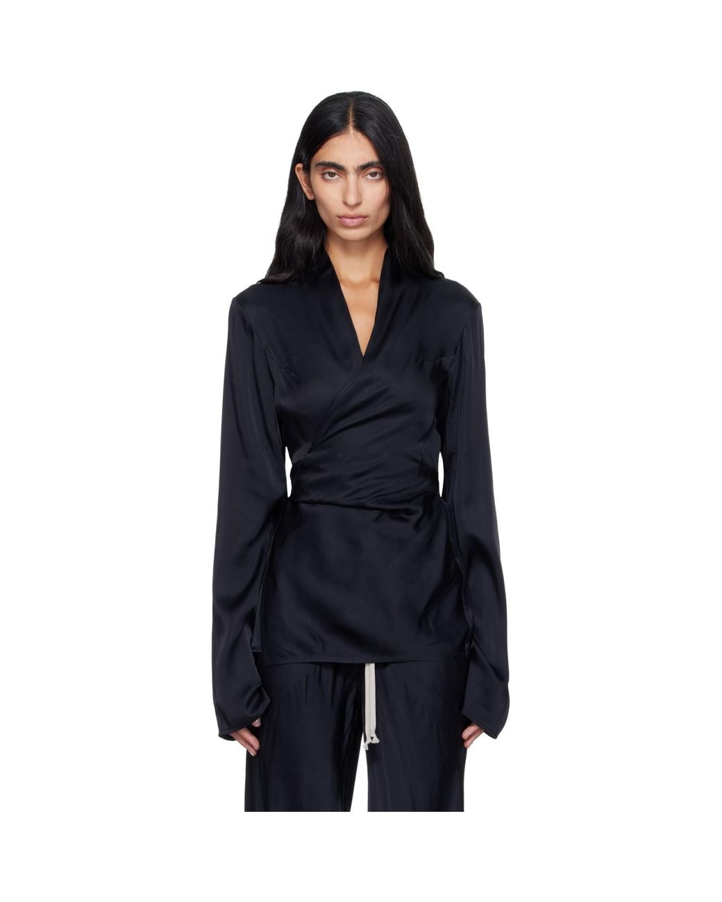 Rick Owens Blue Tower Laura Ls Blouse
