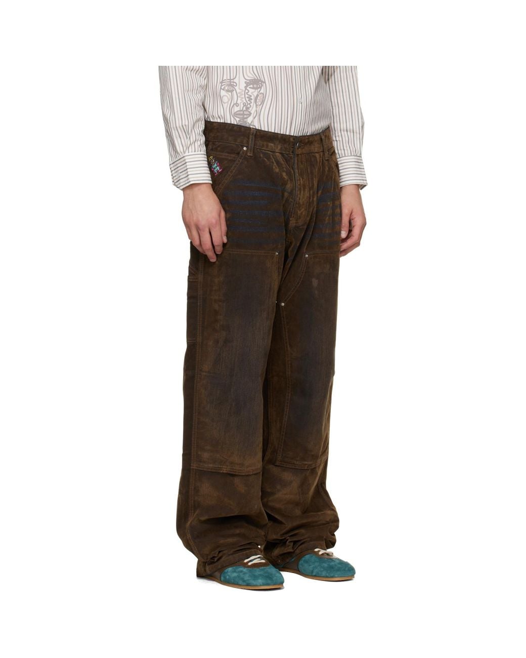 Kidsuper Brown Eye Badge Flocked Jeans for men