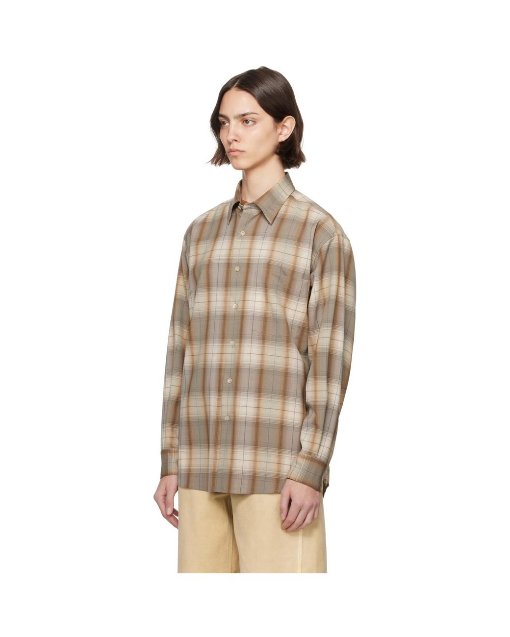 Auralee Natural Super Light Wool Check Shirt