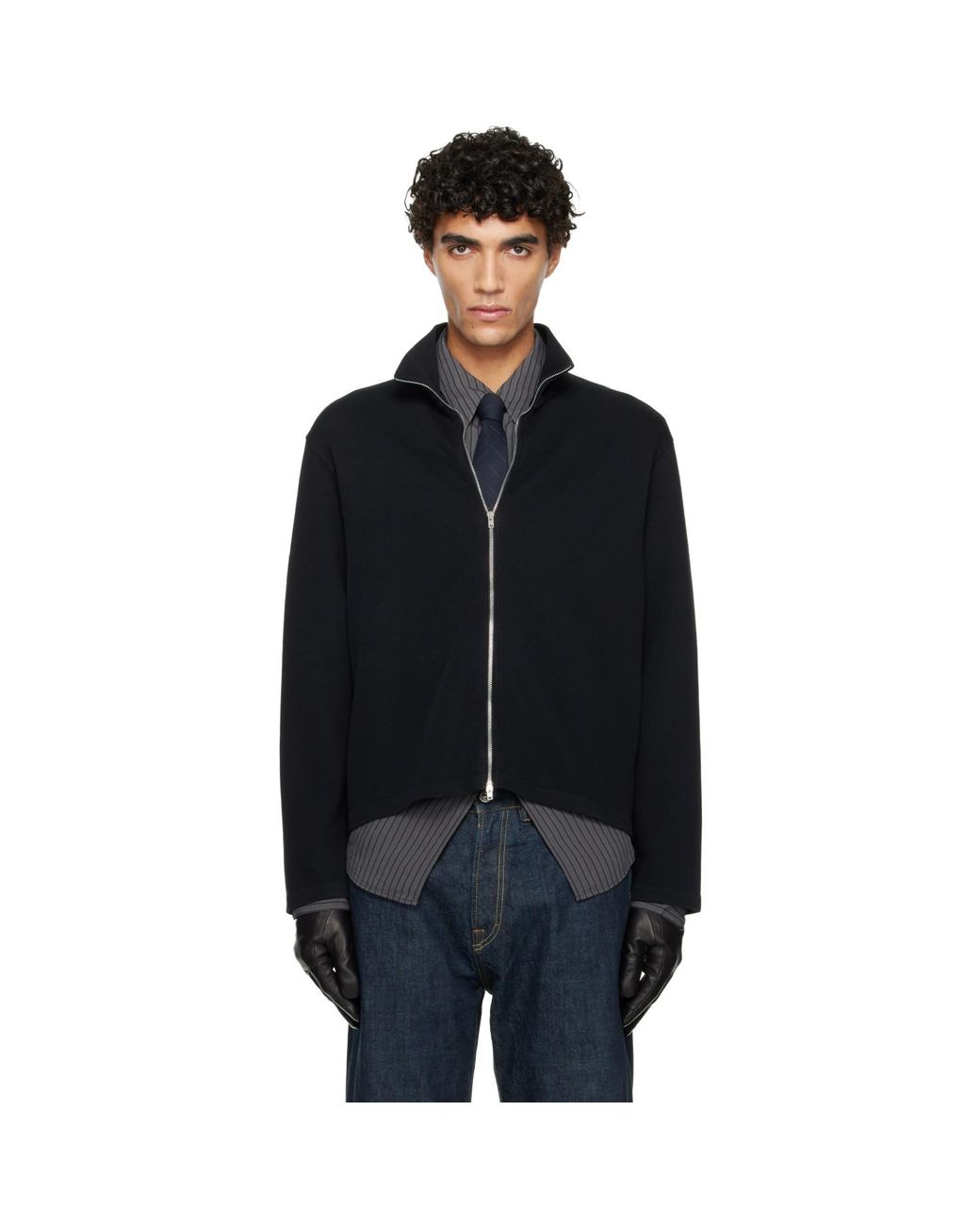 Our Legacy Black Shrunken Fullzip Track Jacket for men