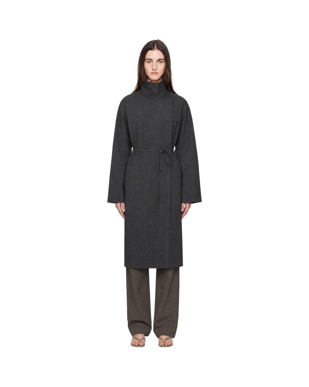 St. Agni Black Technical Cotton Cocoon Coat