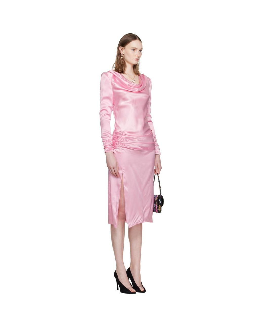 Valentino Pink Crepe Satin Midi Dress