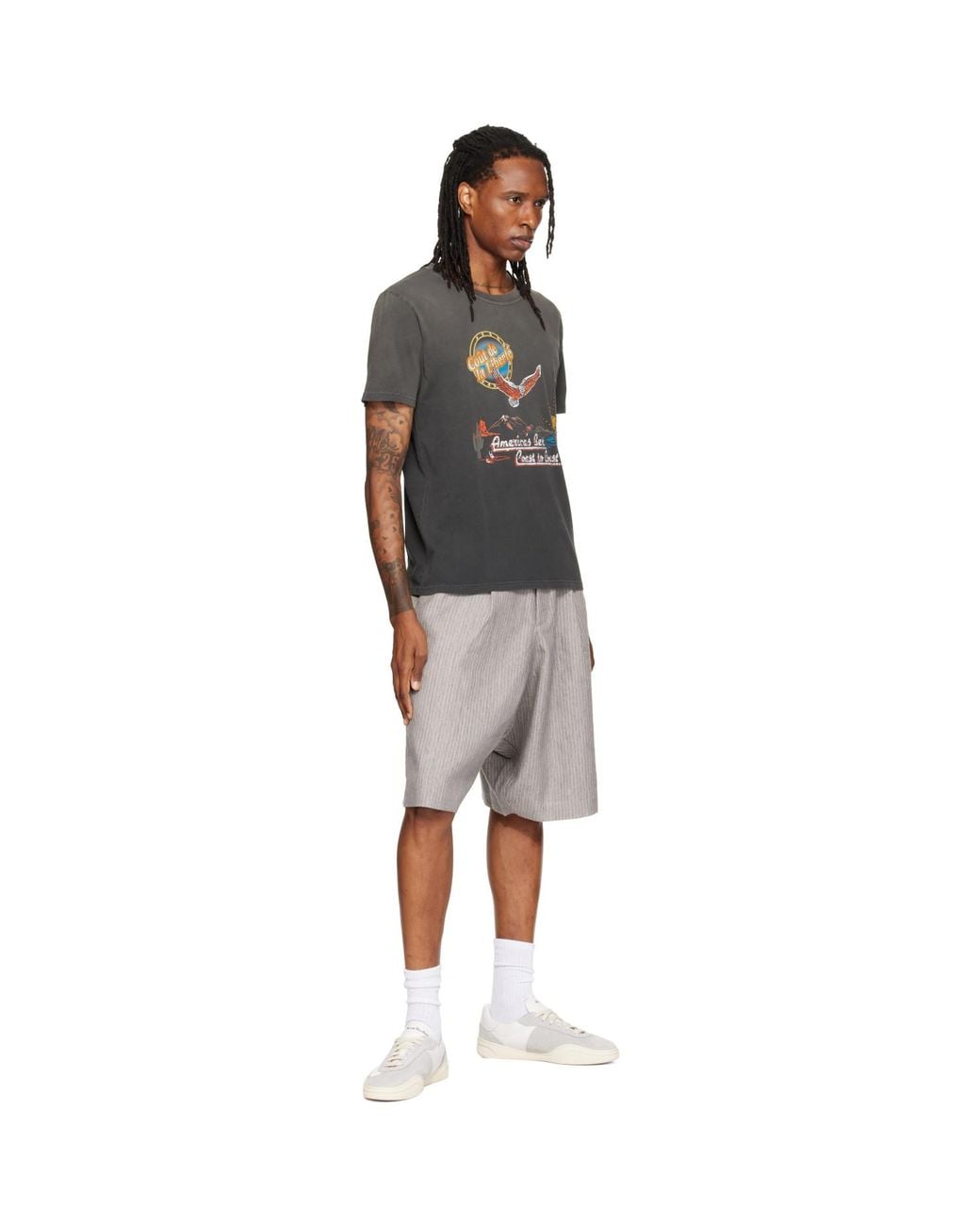 R13 Gray Jumbo Tailored Shorts for men