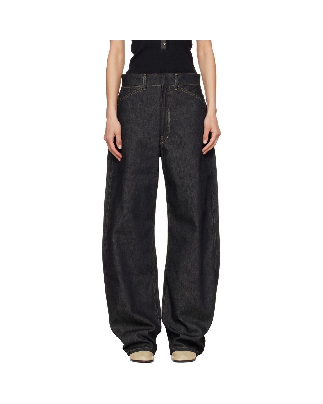 Lemaire Black High Waisted Curved Jeans