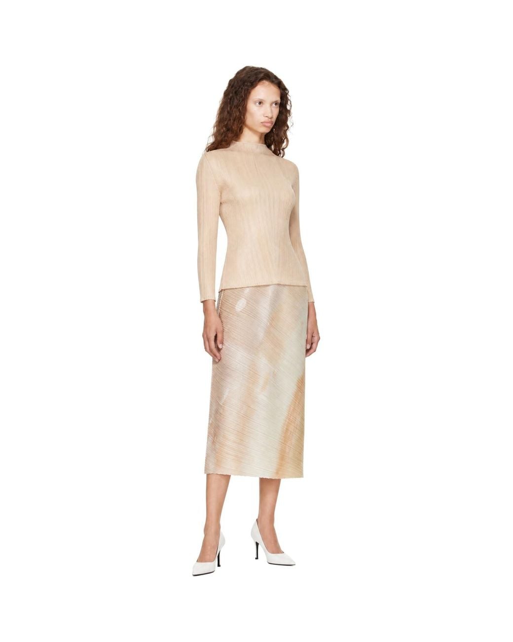 Pleats Please Issey Miyake Natural Monthly Colors October Turtleneck Top