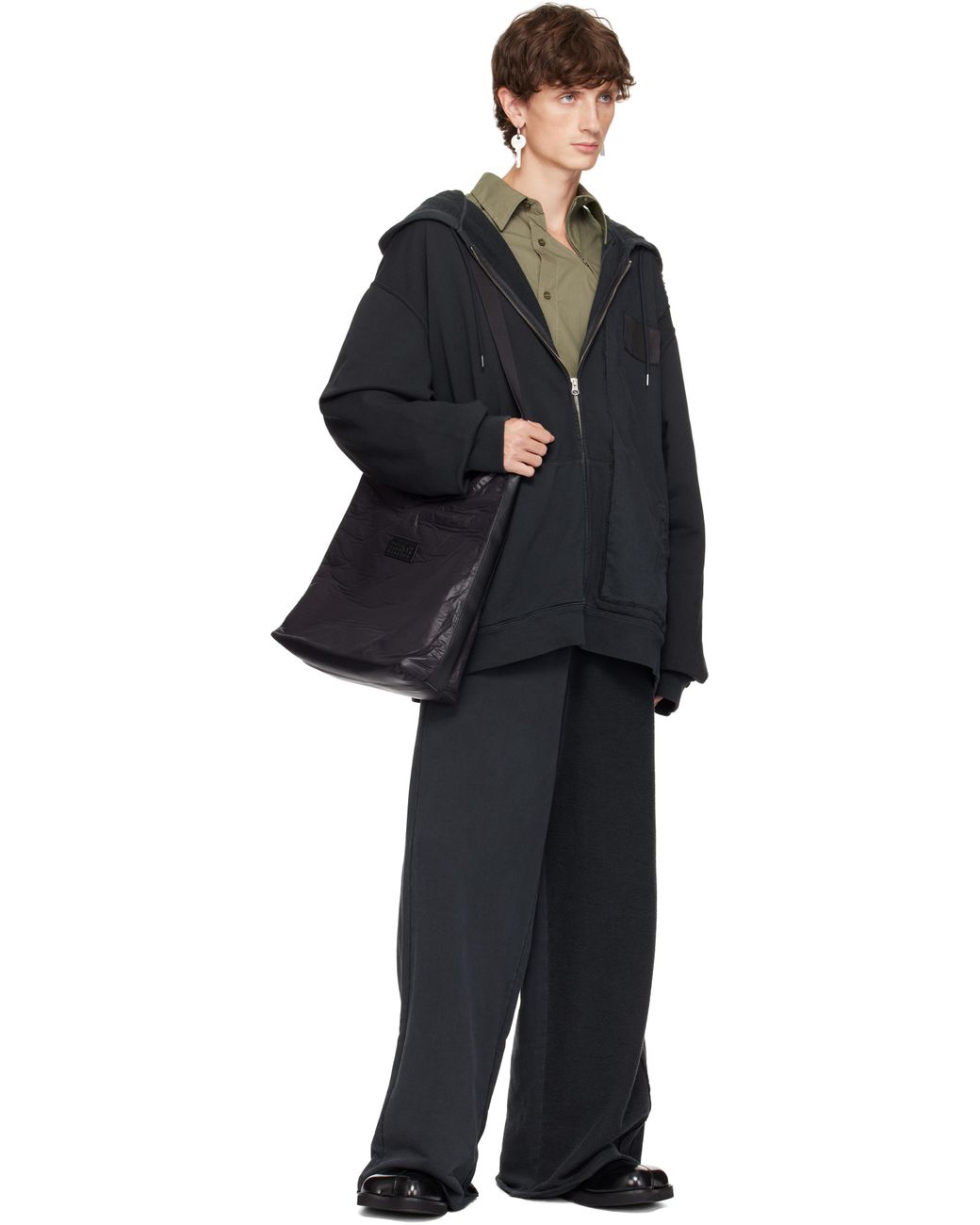 メンズ MM6 by Maison Margiela クランチドナイロン ショルダーバッグ
