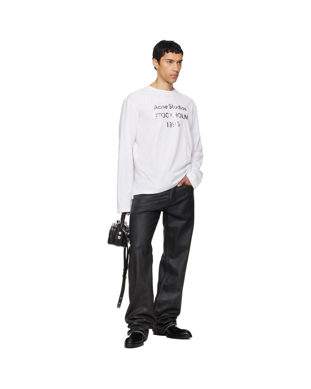 Acne White Logo T-Shirt for men