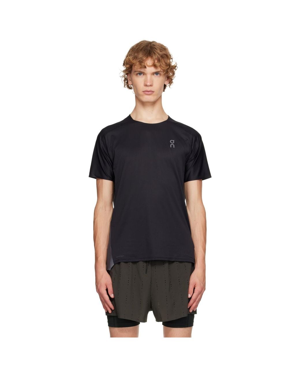 On Shoes Black Performance Running T-Shirt for men