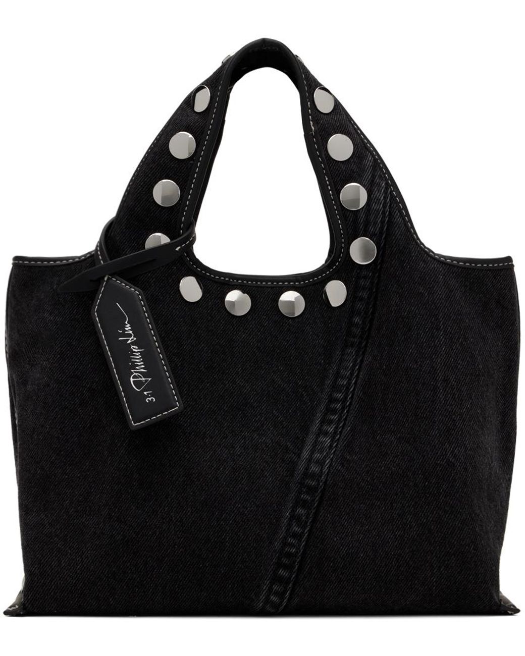 3.1 Phillip Lim Denim Mini Market Tote in Black | Lyst UK 