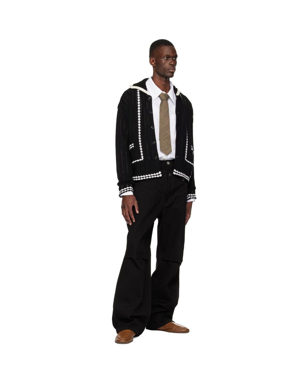 ANDERSSON BELL Black New Fantasia Collar Cardigan for men