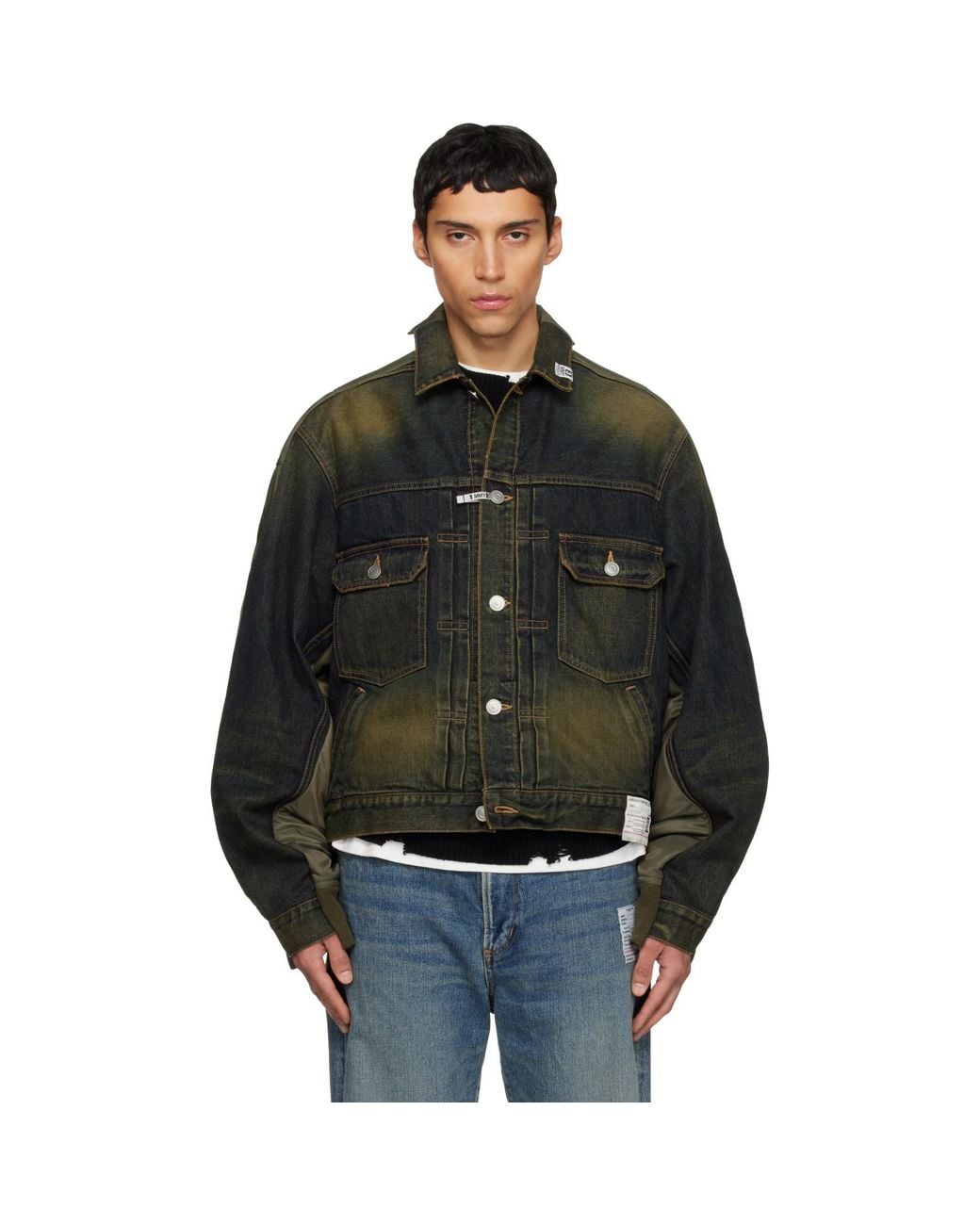 Maison Mihara Yasuhiro Black Khaki & Front Back Combined Denim Jacket for men