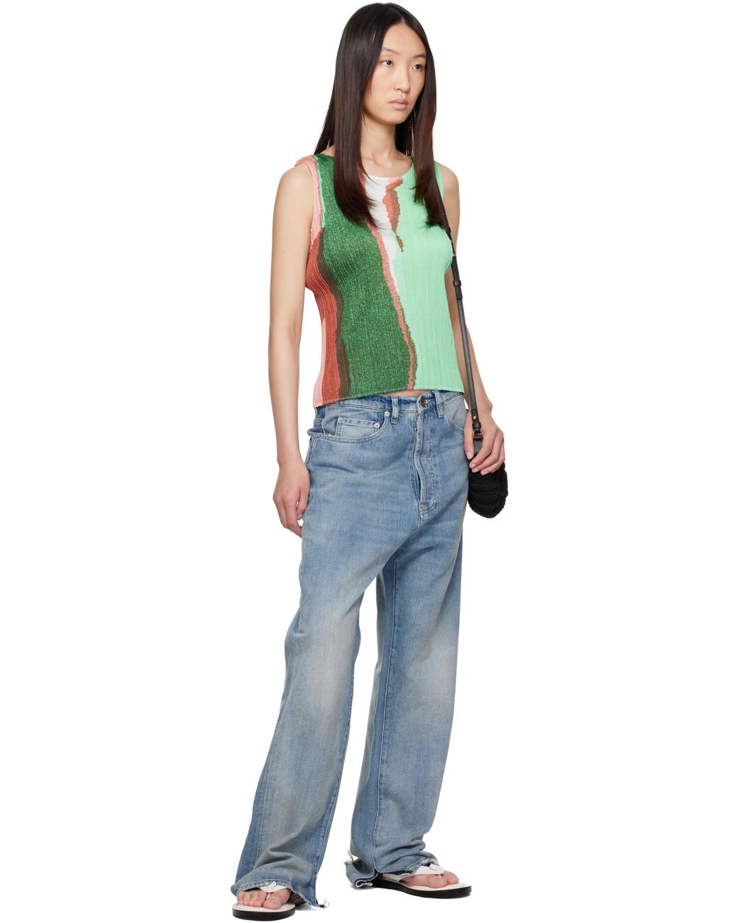 Pleats Please Issey Miyake May Grainy Colors Tank Top in Green | Lyst