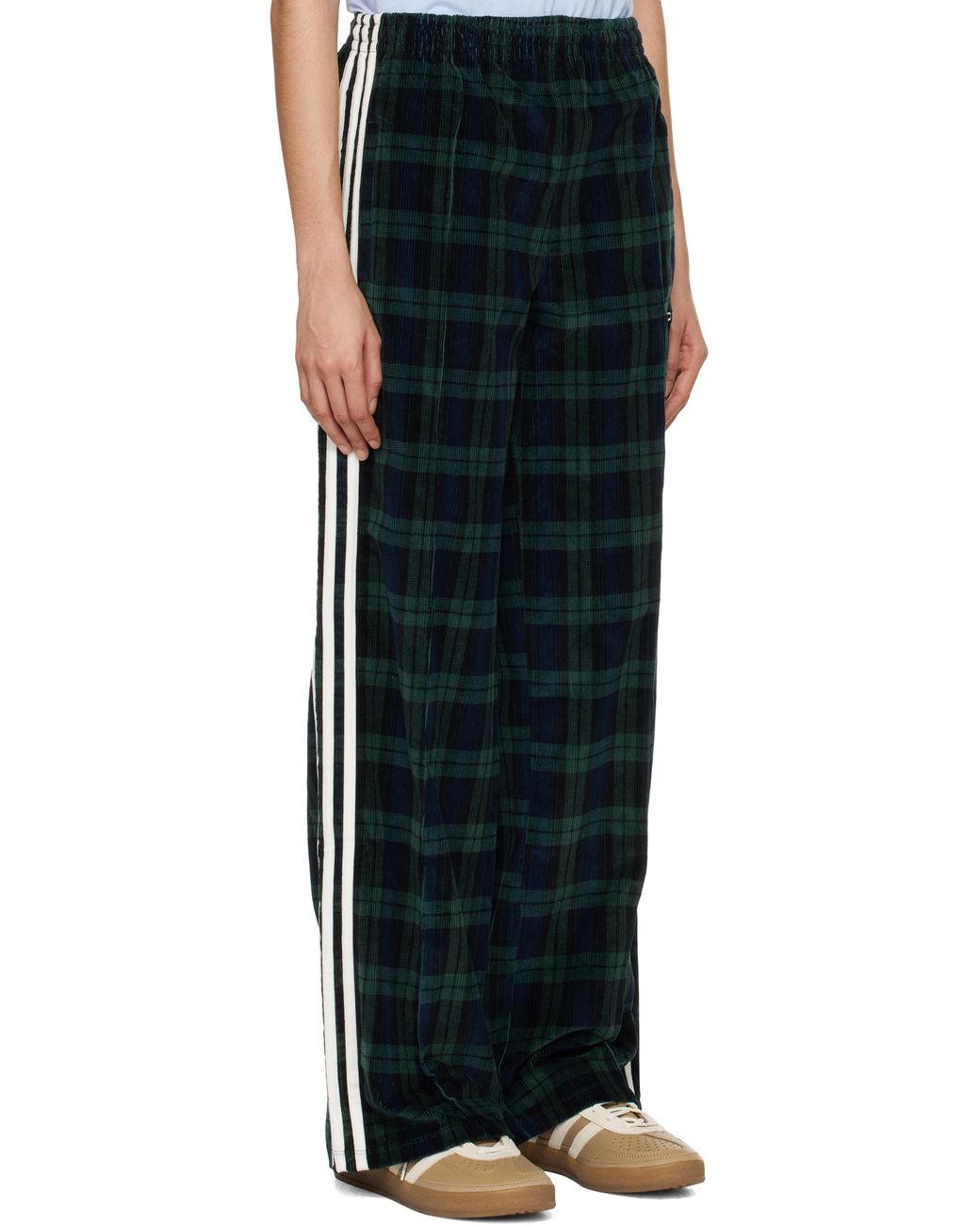 ☆人気☆【ADIDAS】☆W CORDUROY TARTAN WIDE LEG PANT.S☆ adidas Originals Tartan Corduroy Wide Leg Knit Sports Pants