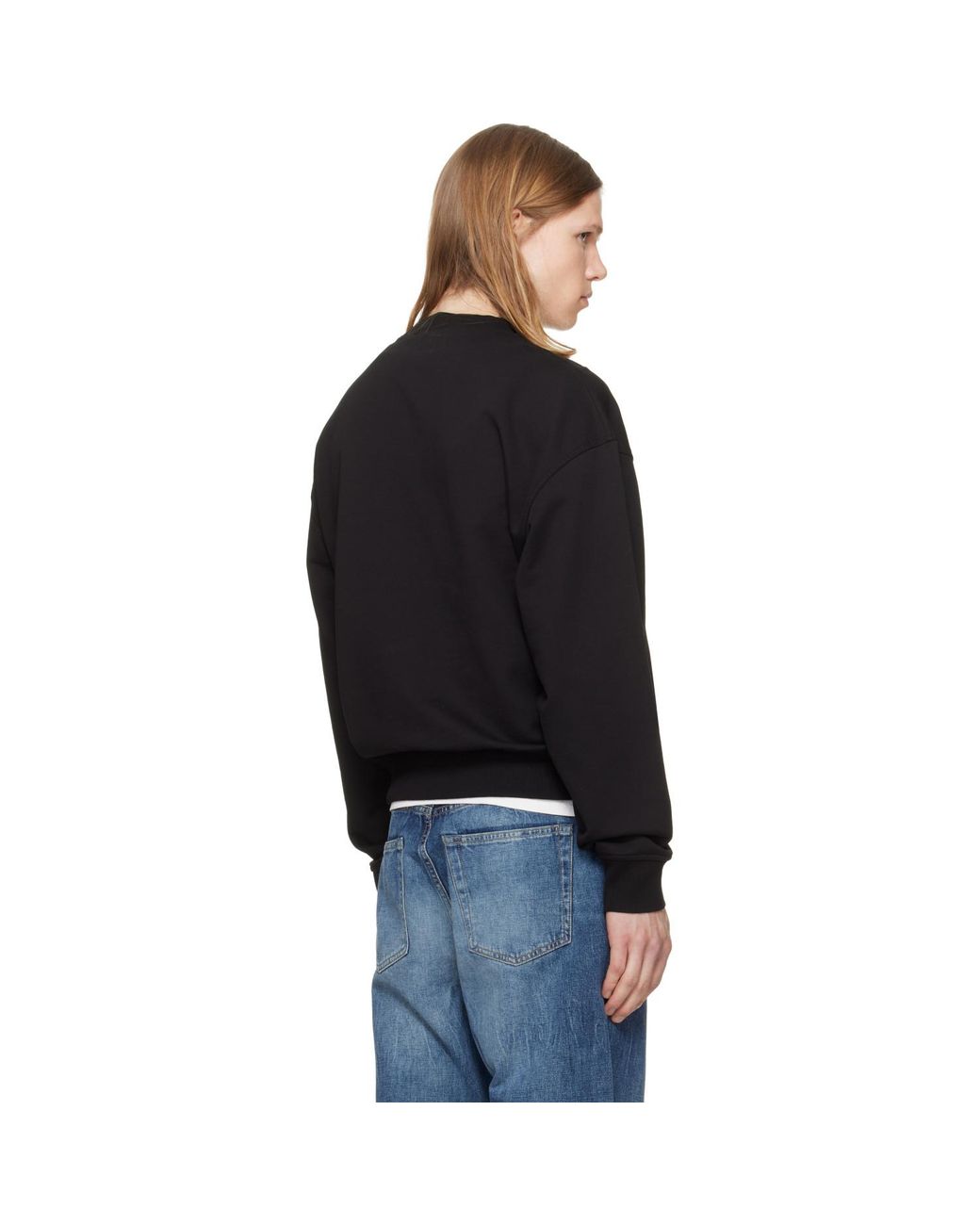 Palm Angels Black 'I Love Pa' Regular Crew Sweatshirt for men