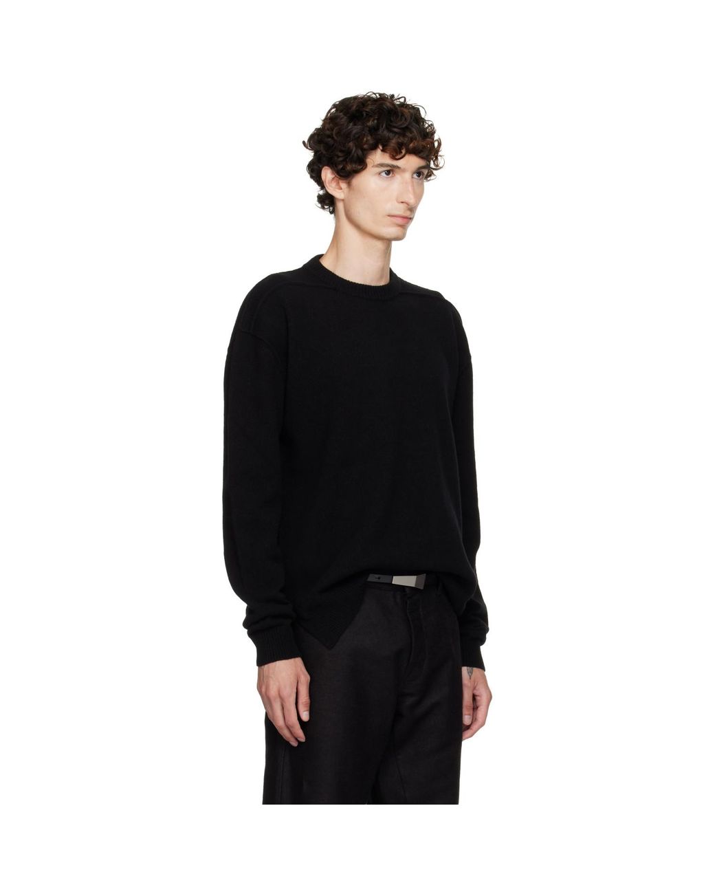Rick Owens Black Tower Round Neck Sweater for men