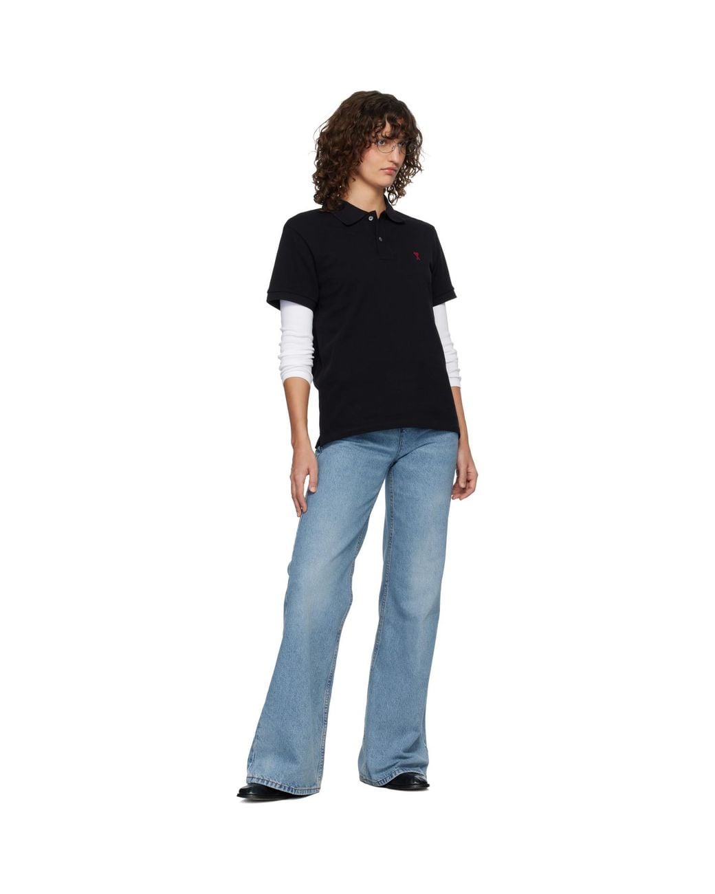 AMI Blue Cotton Flare Fit Jeans