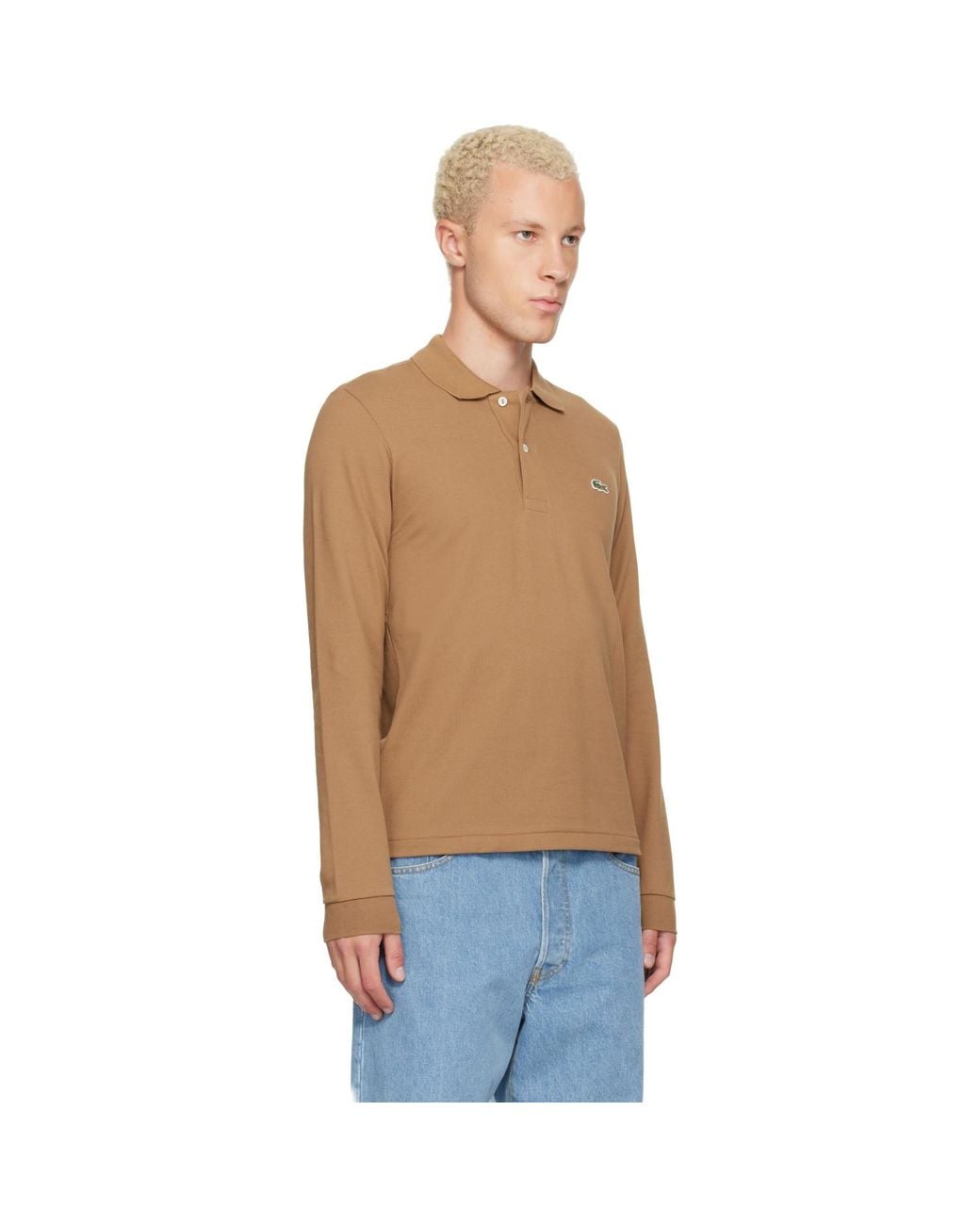 Lacoste Natural Tan Classic Fit Long Sleeve L.12.12 Polo for men