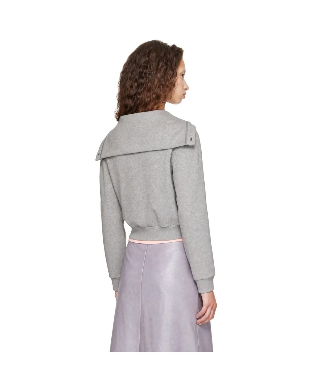 Abra Gray Button Sailor Collar Cardigan