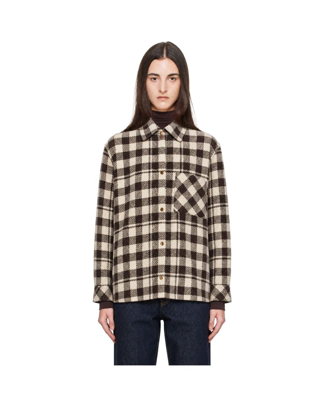 Moncler Black Check Wool Shirt