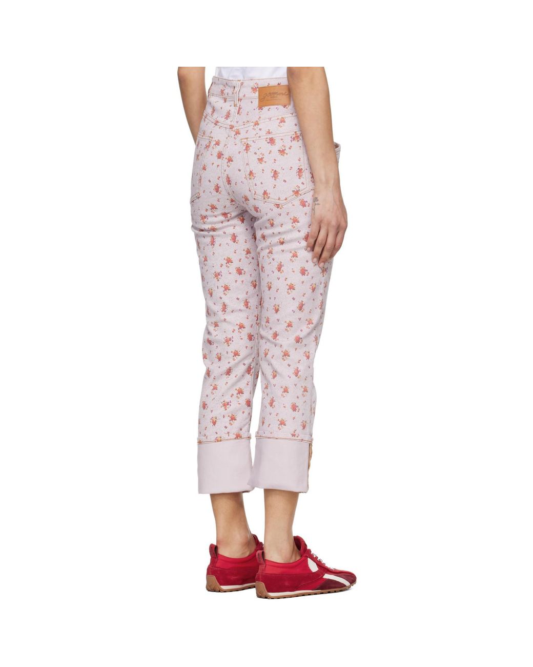 Ganni Pink Printed Capri Slim Jeans