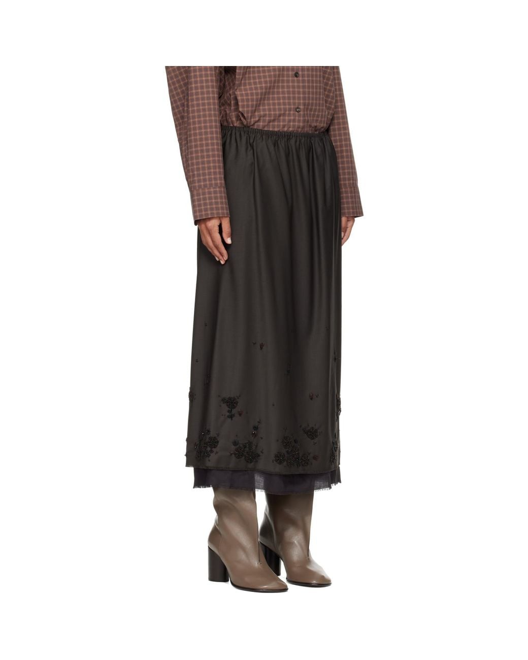 Cordera Black Tailored Embellished Maxi Skirt
