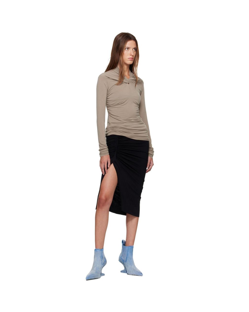 Rick Owens Black Tower Edfu Midi Skirt