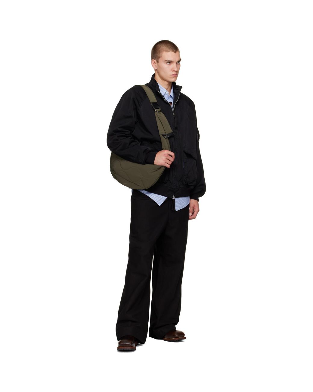 Comme des Garçons Green Khaki Nylon Ripstop Messenger Bag for men