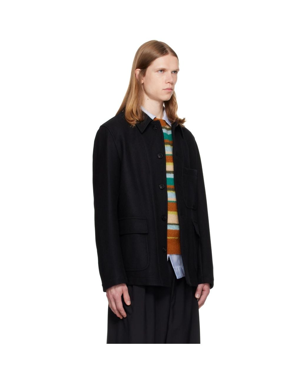 Dries Van Noten Black Wool Melton Jacket for men