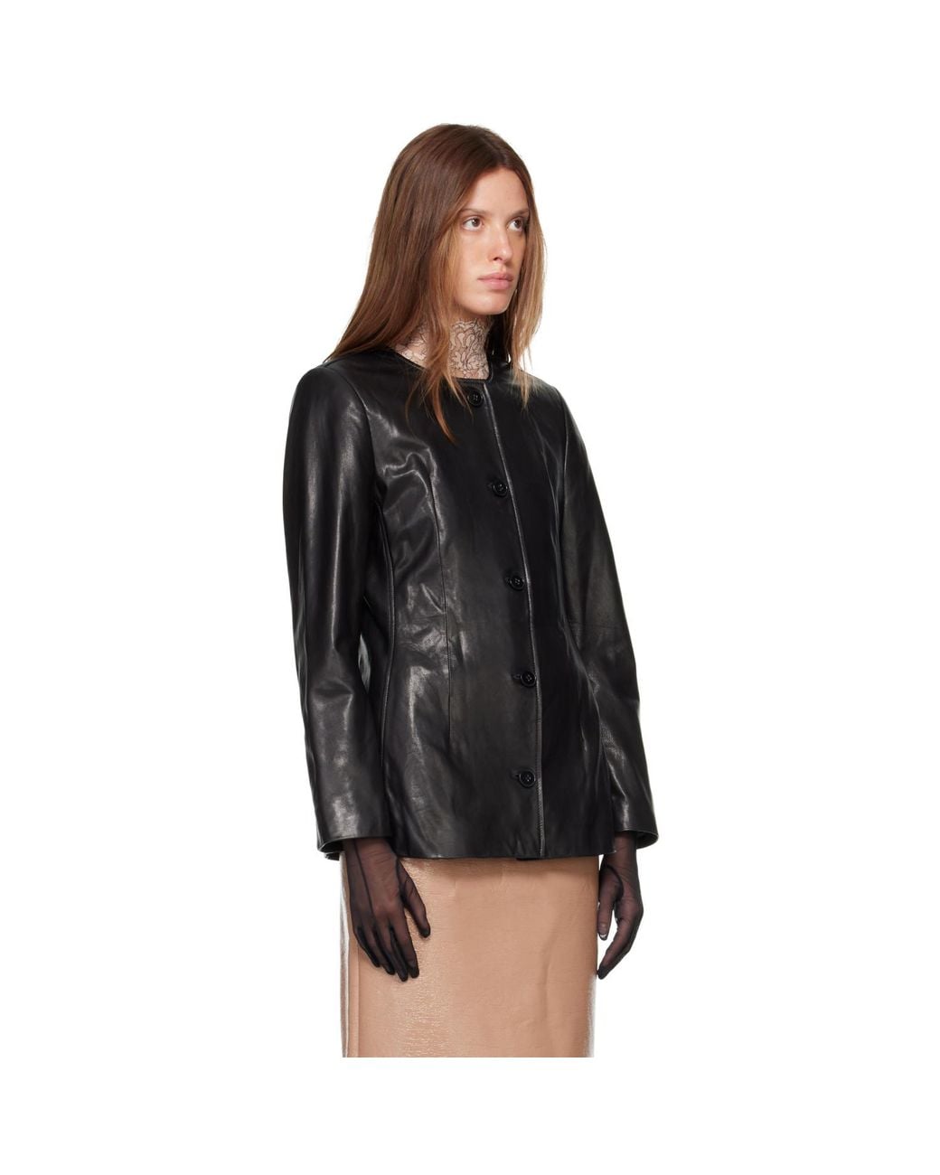 Nour Hammour Black Maud Leather Blazer