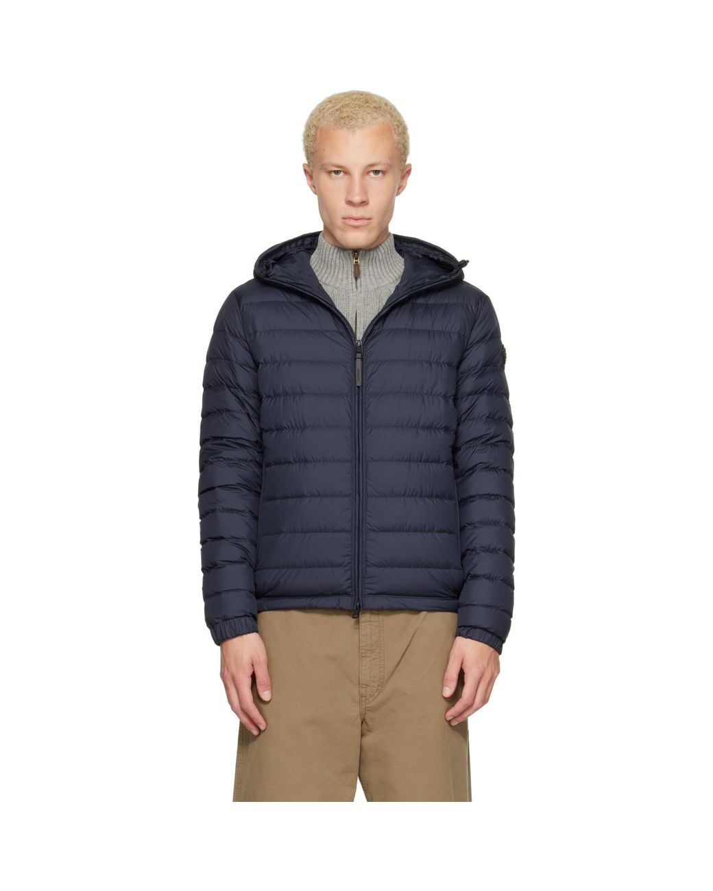 Moncler Blue Solienn Hooded Short Down Jacket for men