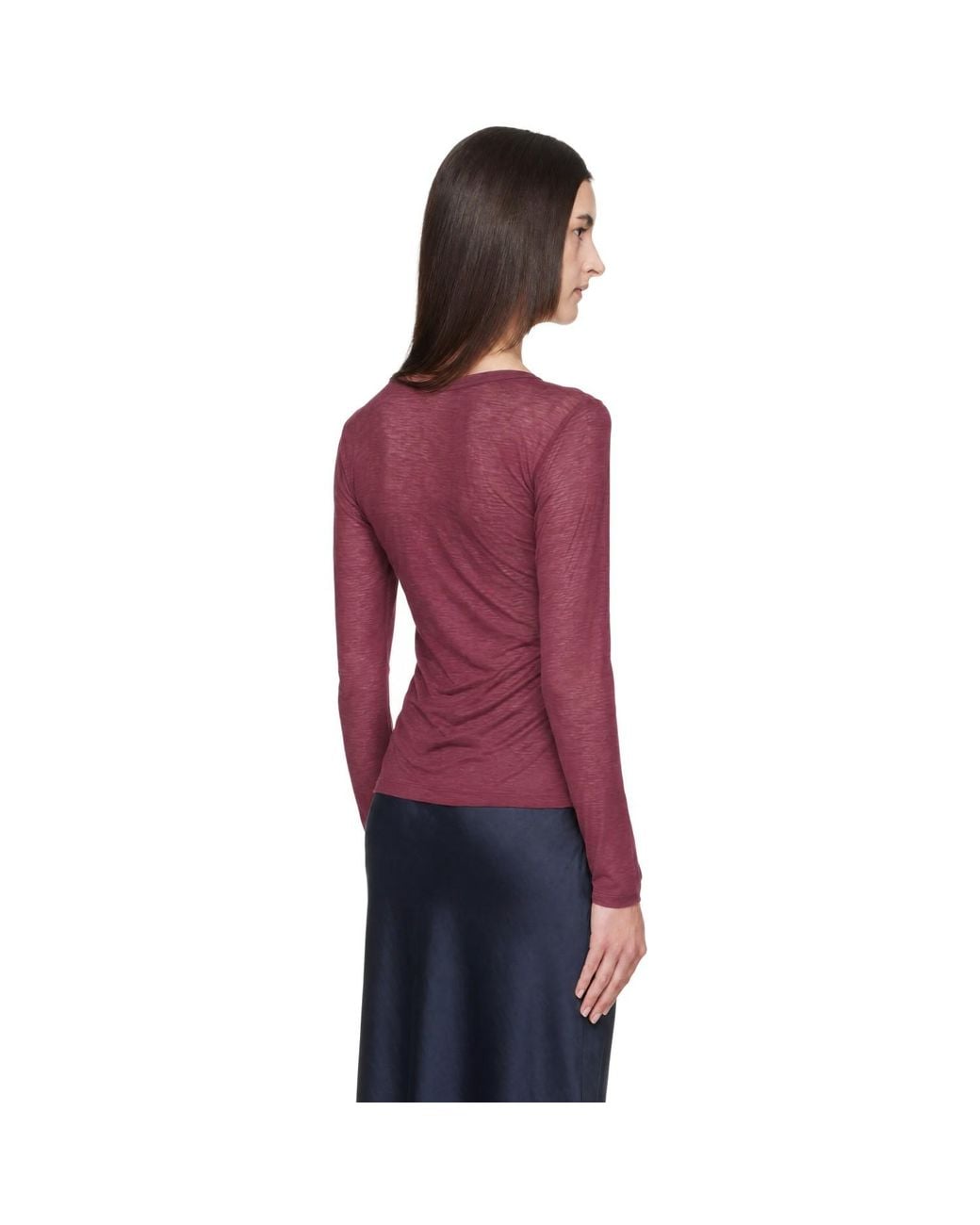 Anine Bing Red Burgundy Silvie Long Sleeve T-Shirt