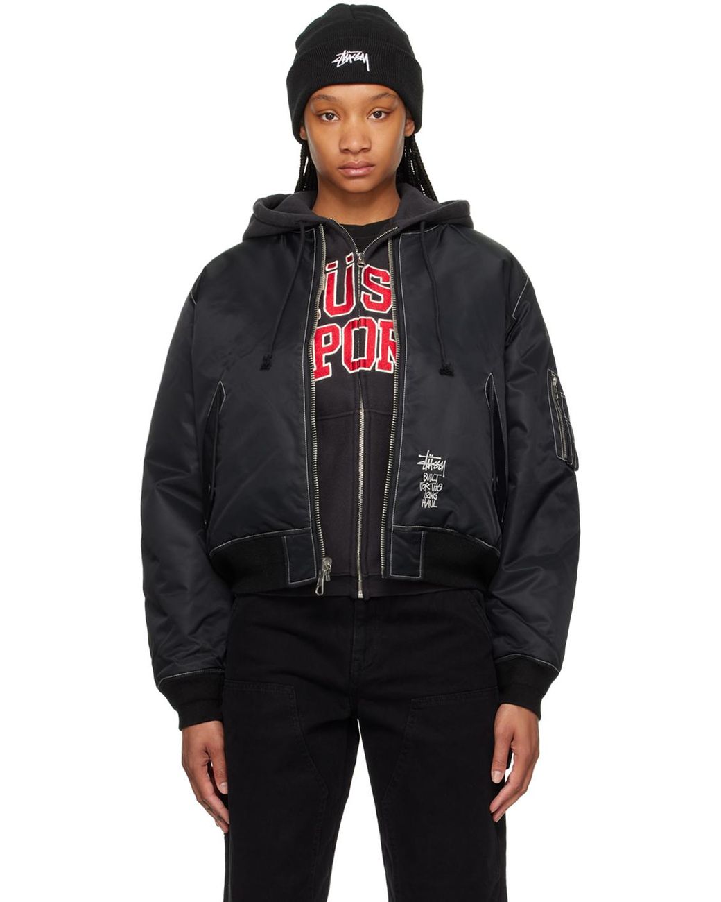 00s～　STUSSY MA-1 BOMBER JACKET 　BLACK 00s～ STUSSY MA-1 BOMBER JACKET BLACK VINTAGE 2000s STUSSY