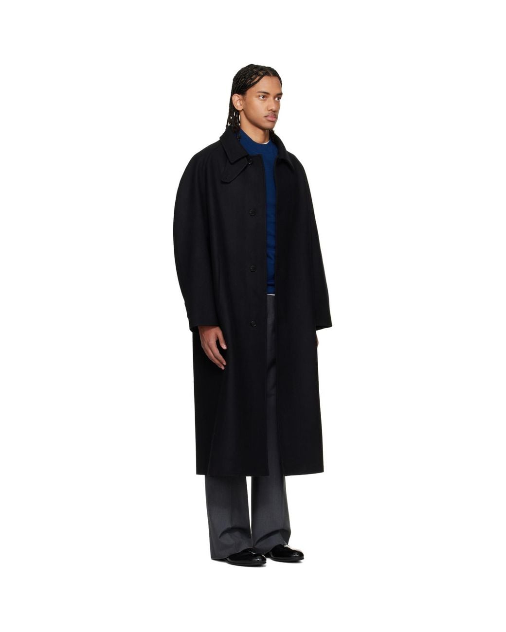 Jil Sander Black Felt Wool Coat for men